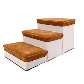 Huisdier Ladder 3 Stap Opvouwbare Flanel Multifunctionele Hond Oprit Trappen Voor Puppy Multifunctionele Huisdier Trap Vergemakkelijkt Huisdieren bruin