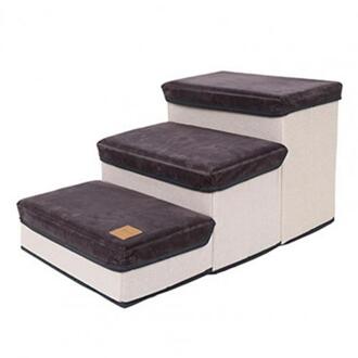 Huisdier Ladder 3 Stap Opvouwbare Flanel Multifunctionele Hond Oprit Trappen Voor Puppy Multifunctionele Huisdier Trap Vergemakkelijkt Huisdieren grijs