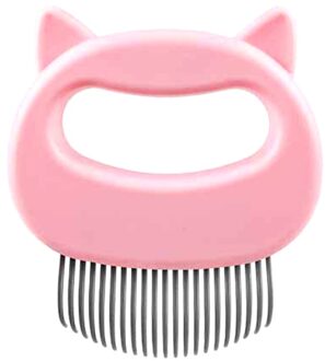 Huisdier Massage Combscat Grooming Massage Borstel Handvat Haar Remover Dierbenodigdheden Shell Vormige Handvat Huisdier Kam Tool Pet Product roze