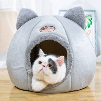 Huisdier Matten Semi-Gesloten Kat Kennel Korte Pluche Vulling Ademend Ronde Hondenhok Kussen Mat Voor Honden Katten Slapen 32x32x35 CM