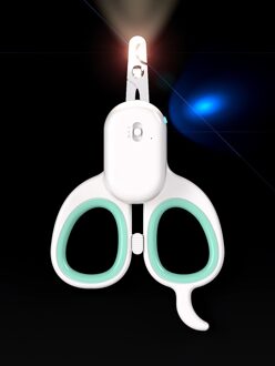 Huisdier Nagelknipper Usb Opladen Bloed-Proof Lijn Led Licht Te Verlichten Rvs Nail Schaar Voor Kat Hond klauw Cutter groen