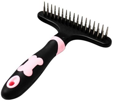 Huisdier Ontharing Kam Hond Korte Medium Haar Borstel Handvat Borstel Accessoires Kam Voor Zorg Katten Kammen Grooming gereedschap Roze