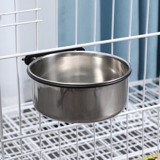 Huisdier Opknoping Kom Kan Hangen Stationaire Hond Kooi Kommen Duurzaam Roestvrij Staal Kleine Honden Katten Feeder Water Voedsel Bowl Pet servies zilver / S