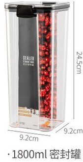 Huisdier Opslag Containers Voor Voedsel Set Vierkante Transparante Verzegelde Doos Keuken Graan Opslagtank Snack Gedroogd Fruit Opslag Jar 1800ml