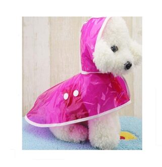 Huisdier Regenjas Puppy Vier Voeten Hooded Transparante Waterdichte Teddy Grote Hond Regen Uit Kleding Voor Dieren roos rood