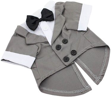 Huisdier Tuxedo Bow Tie Party Kostuum Kleding Apperal Voor Kleine Kat Hond grijs-S