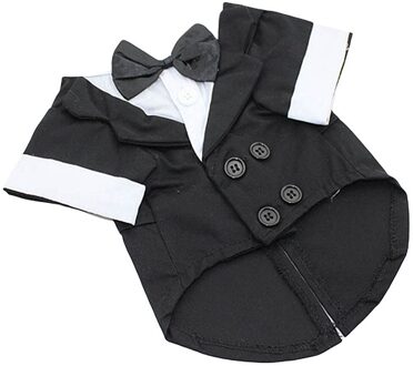 Huisdier Tuxedo Bow Tie Party Kostuum Kleding Apperal Voor Kleine Kat Hond zwart-S