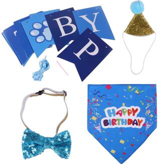 Huisdier Verjaardag Dress Up Set Hoed Vlag Verjaardag Dressing Leveringen Hoed Pull Vlag Speeksel Handdoek Set Verjaardag Decoratie Props leger groen