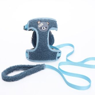 Huisdier Verstelbare Harnas Voor Katten Leuke Cartoon Beer Pluche Kraag Voor Katten Kitten Kraag Met Rugzak Harnas Voor Kleine Medium hond blauw / S