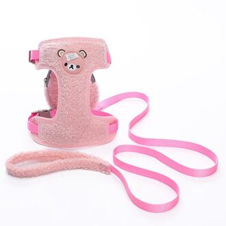 Huisdier Verstelbare Harnas Voor Katten Leuke Cartoon Beer Pluche Kraag Voor Katten Kitten Kraag Met Rugzak Harnas Voor Kleine Medium hond roze / M