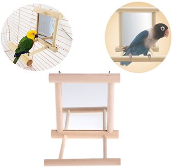 Huisdier Vogel Spiegel Houten Speeltoestel Speelgoed met Baars Staat Voor Parrot Parkieten Parkiet Valkparkiet Conure Van Finch Lovebird