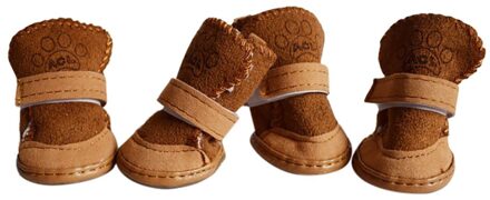 Huisdier Winter Warme Schoenen Laarzen Puppy Cotton Blend Winter Sneeuw Warme Wandelschoenen Leuke Fancy Dress Up Hond # td M / khaki