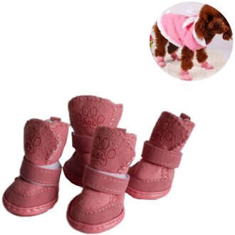 Huisdier Winter Warme Schoenen Laarzen Puppy Cotton Blend Winter Sneeuw Warme Wandelschoenen Leuke Fancy Dress Up Hond # td Xl / roze