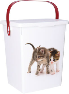 Huisdieren katten voedsel/voercontainer - voorraad box - kunststof - 5 liter - afsluitbare deksel