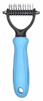 Huisdieren Ontharing Kam Knoop Cutter Borstel Dubbelzijdig Kat Hond Grooming Vergieten Hulpmiddel Lange Krullend Haar Cleaner Kam Huisdier grooming blauw S