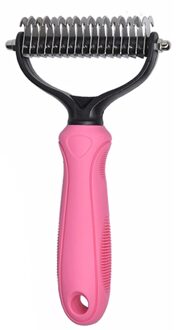 Huisdieren Ontharing Kam Knoop Cutter Borstel Dubbelzijdig Kat Hond Grooming Vergieten Hulpmiddel Lange Krullend Haar Cleaner Kam Huisdier grooming roze L