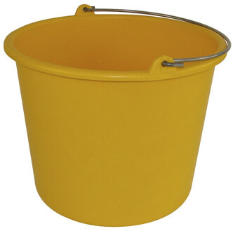Huishoud emmer - geel - kunststof - met hengsel - 12 liter - Schoonmaak emmer