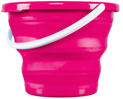 Huishoud Emmer opvouwbaar - 10L - roze - kunststof/rubber