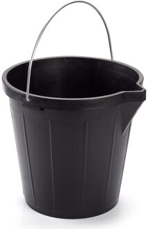 huishoud emmer - zwart - kunststof - 12 liter - 31 cm - met metalen hengsel