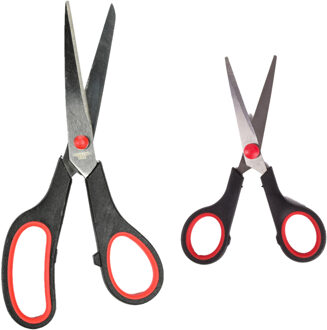 huishoud/keukenschaar - zwart/rood - rvs/kunststof - 13/22 cm - Keukenscharen
