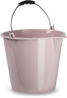 Huishoud schoonmaak emmer kunststof oud roze 9 liter inhoud 30 x 26 cm