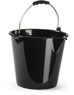 Huishoud schoonmaak emmer kunststof zwart 9 liter inhoud 30 x 26 cm - Emmers