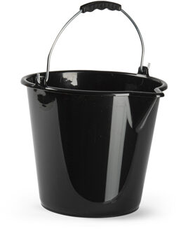 Huishoud schoonmaak emmer kunststof zwart 9 liter inhoud 30 x 26 cm