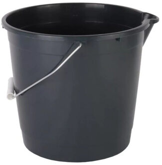 Huishoud/schoonmaak emmer met tuit - 10 liter - zwart - multifuctioneel - Emmers