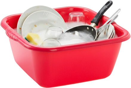 huishoud teil - afwasbak - vierkant - kunststof - 14.5 liter - 41 x 38 x 16 cm - Rood