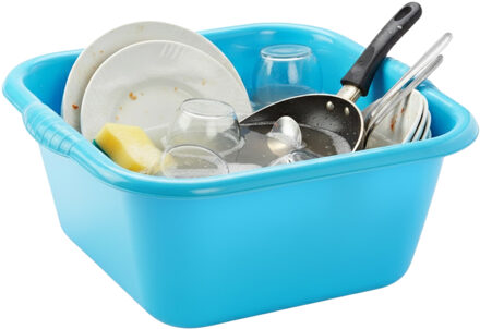 huishoud teiltje - vierkant - kunststof - 6 liter - 30 x 29 x 13 cm - Turquoise