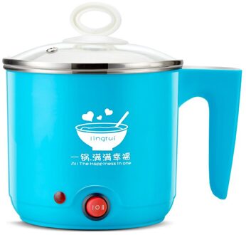 Huishoudelijke 1L Elektrische Kookplaat Mini Keuken 400W Rvs Koken Pot Draagbare Multifunctionele Voedsel Koken Gadget Apparaat Pot blauw