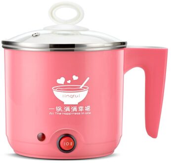 Huishoudelijke 1L Elektrische Kookplaat Mini Keuken 400W Rvs Koken Pot Draagbare Multifunctionele Voedsel Koken Gadget Apparaat Pot roze