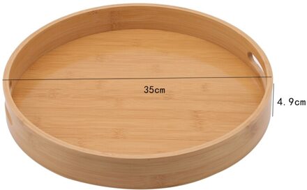 Huishoudelijke Accessoires Ronde Serveren Bamboe Houten Dienblad Voor Diner Trays Thee Bar Ontbijt Eten Container Handvat Opbergvak