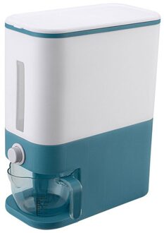 Huishoudelijke Emmer Opbergdoos Insect-Proof Vochtbestendige Metering Cilinder Automatische Grain Rijst Opslagtank Granen Dispenser Blauw