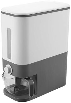Huishoudelijke Emmer Opbergdoos Insect-Proof Vochtbestendige Metering Cilinder Automatische Grain Rijst Opslagtank Granen Dispenser Grijs