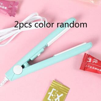 Huishoudelijke Food Vacuum Sealer Handheld Draagbare Tas Clip Mini Elektrische Warmte Sealer Plastic Voedsel Zak Sealer Machine Met Cover kleur willekeurig 2stk