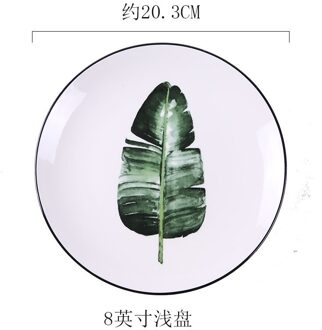 Huishoudelijke Groene Plant Keramische Plaat Westerse Steak Plaat Ontbijt Plaat Kind Westerse Voedsel Plaat Diner Set Borden En Schotels 8 inches by