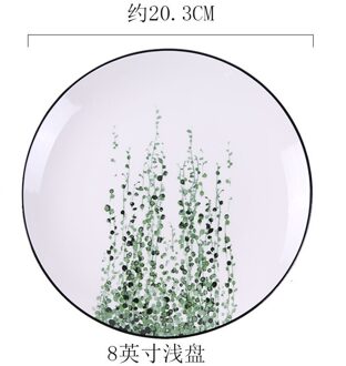 Huishoudelijke Groene Plant Keramische Plaat Westerse Steak Plaat Ontbijt Plaat Kind Westerse Voedsel Plaat Diner Set Borden En Schotels 8 inches qrl