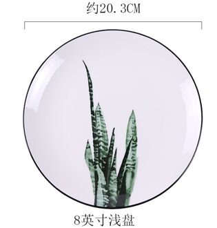 Huishoudelijke Groene Plant Keramische Plaat Westerse Steak Plaat Ontbijt Plaat Kind Westerse Voedsel Plaat Diner Set Borden En Schotels 8 inches wnq