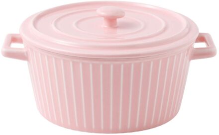 Huishoudelijke Grote Soepkom Gezonde Veilige Keramische Kom Noodle Rijstkom Fruit Salade Voedsel Container Huishoudelijke Servies roze