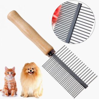Huishoudelijke Haarborstel Kam Voor Honden Katten Dubbele Side Pet Hair Remover Naald Pet Fur Grooming Pet Care Broche Borstel Kammen houten