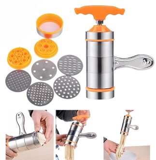 Huishoudelijke Handleiding Roestvrij Staal Pasta Maker Noedels Presser Making Machine Met 7 Mallen Noodle Maker