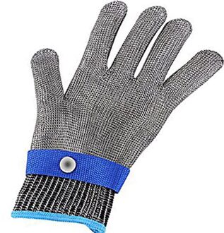 Huishoudelijke Handschoenen Veiligheid Cut Proof Steekwerende Rvs Handschoenen Metal Mesh Slager Afwassen Rubberen Waterdichte Handschoenen Blauw / M
