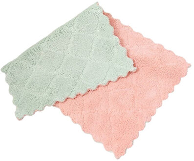 Huishoudelijke Keuken Handdoeken Absorberende Dikkere Double-layer Microfiber Veeg Tafel Keuken Handdoek Reiniging Schotel Wassen Doek 531 groen