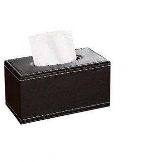 Huishoudelijke Kunstleer Tissue Box Storage Case Hotel Restaurant Papier Dispenser zwart medium