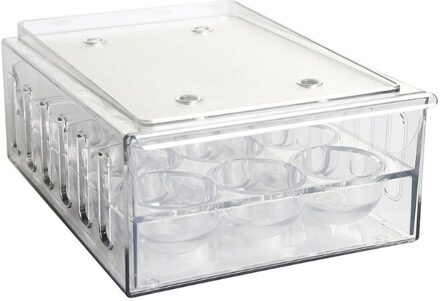 Huishoudelijke Lade Eierdoos, Koelkast Opbergdoos, Plastic Transparante Verdikte Dubbele Gelaagde Ademend Ei Lade