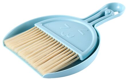 Huishoudelijke Mini Stoffer Bezem Desktop Kleine Bezem Sweep Reinigingsborstel Tweedelige Set Toetsenbord Borstel Huishoudelijke Schoonmaakmiddelen Tool 1stk blauw