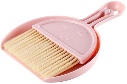Huishoudelijke Mini Stoffer Bezem Desktop Kleine Bezem Sweep Reinigingsborstel Tweedelige Set Toetsenbord Borstel Huishoudelijke Schoonmaakmiddelen Tool 1stk roze