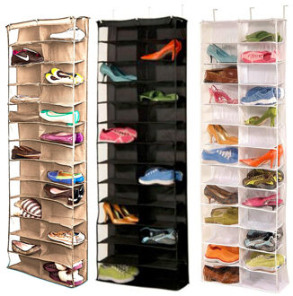 Huishoudelijke Nuttig 26 Pocket Schoenenrek Organizer Houder, Vouwen Deur Kast Opknoping Ruimte Saver met 3 Kleur Beige wit