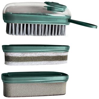 Huishoudelijke Nylon Wasserette Borstel Pot Wassen Zachte Borstel Keuken Afwassen Brushautomatic Vloeibare Toevoeging Schoen Schoonmaak Borstels 3Heads groen
